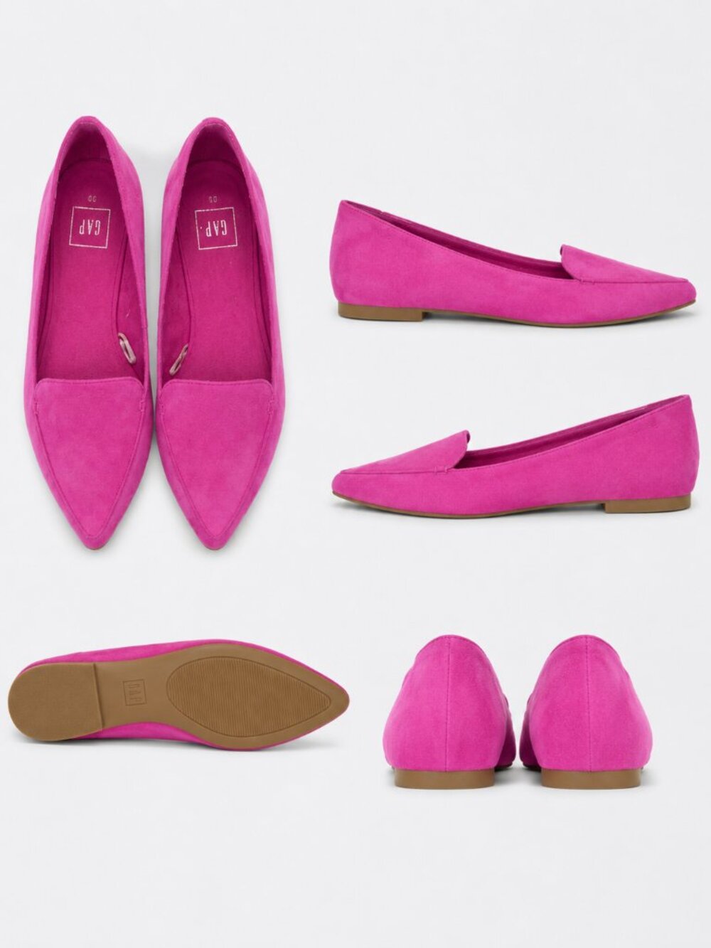GAP Fuchsia Suede Pointed-Toe Flats Women’s Size 9.5 - Picture 3 of 5